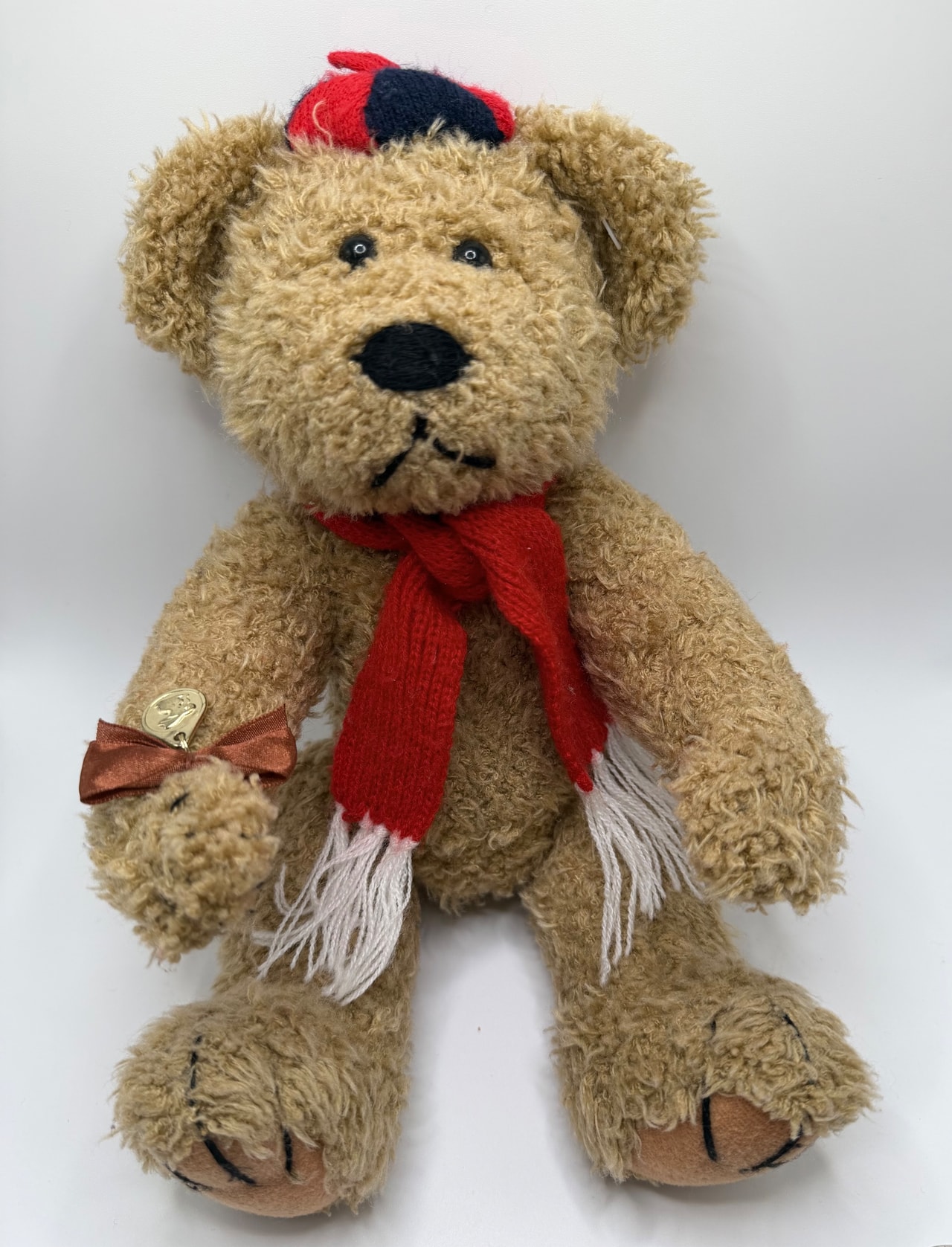 Teddybär mit Mütze und Schal, ca. 32 cm