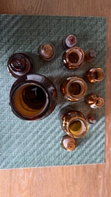 Antike Apothekerflaschen, 6-tlg. Set aus Braunglas Foto 6