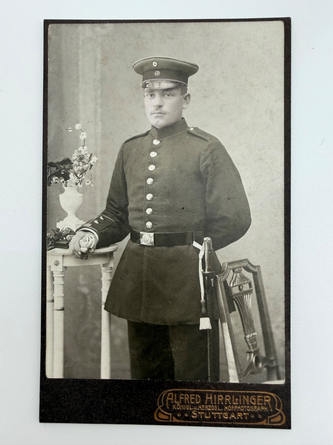 CDV-Fotografie Württemberg Soldat in Paradeuniform, ~1905