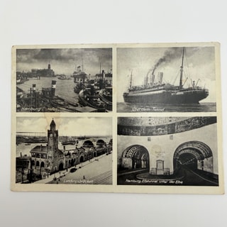 Postkarte Hamburg Hafen & Elbtunnel, gelaufen 1941