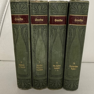 Goethe-Werkausgabe um 1900, 4 Bände, Leinen mit Jugendstil