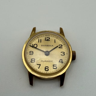 Dugena Classic Damenuhr, Handaufzug, goldfarben, 1970/80er