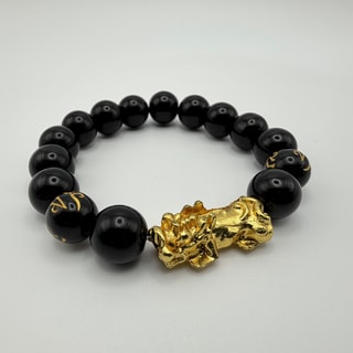 Pi Xiu Feng-Shui-Armband, schwarzer Obsidian – neu