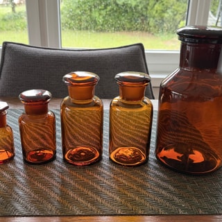 Antike Apothekerflaschen, 6-tlg. Set aus Braunglas