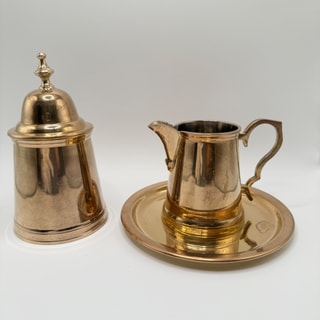 Vintage Teeservice 3-teilig, Milchkännchen, Zuckerdose & Tablett